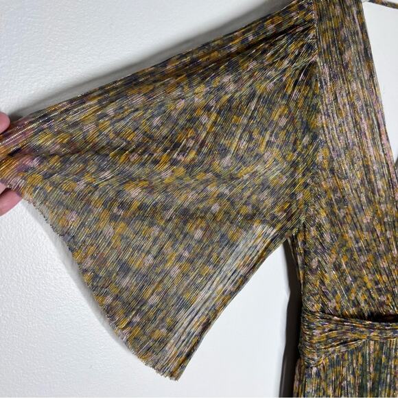 Ba&Sh Long Perla Open Back Metallic Plisse-tulle Maxi Dress Sz M - Picture 6 of 8